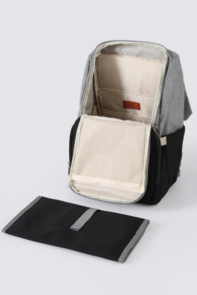 ÇÇS Bej-Siyah Anne Bebek Çantası 51768 - 4