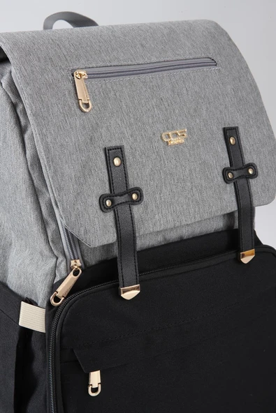 ÇÇS Bej-Siyah Anne Bebek Çantası 51768 - 5