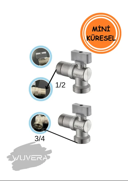Wuvera Mini Küresel Aç-Kapa Çamaşır ve Bulaşık Makinesi Musluğu – Pratik ve Dayanıklı Su Kontrol Çözümü - 2
