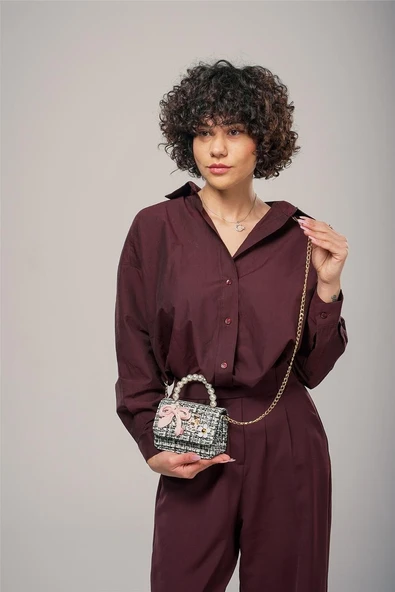 ÇÇS Siyah Beyaz Kadın El ve Omuz Çantası 17942 - 2