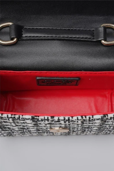 ÇÇS Siyah Beyaz Kadın El ve Omuz Çantası 17942 - 5