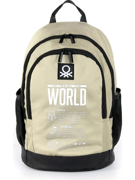 United Colors Of Benetton Bej-Siyah Unisex Sırt Çantası 03838
