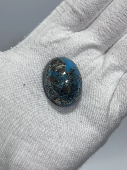 Okyanus Temalı Doğal Kabaşon Firuze Taşı 94,4 Karat - Turkuaz Taşı 18,89 Gram