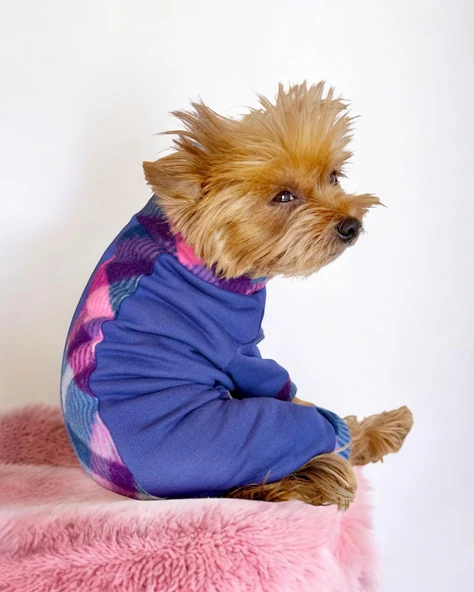 Monogram Purp Köpek Tulum Pijama - 6