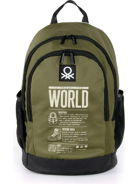 United Colors Of Benetton Haki-Siyah Unisex Sırt Çantası 03826
