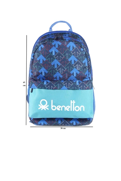 United Colors Of Benetton Su Yeşili-Lacivert  Unisex Okul Çantası 03724 - 3