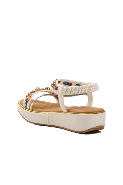 Voyager Beyaz Kadın Düz Sandalet 9651 Z - 4