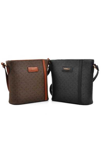 Forelli Kahve Suni Deri Kadın Omuz Çantası 4A36 Çanta - Resim 5