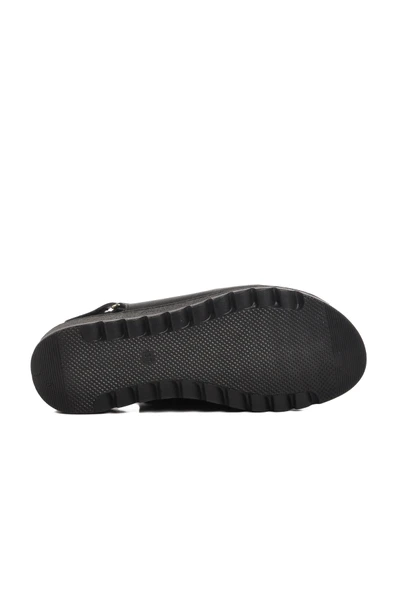 Voyager Siyah Hakiki Deri Cırtlı Kadın Sandalet Z265 Z - 5