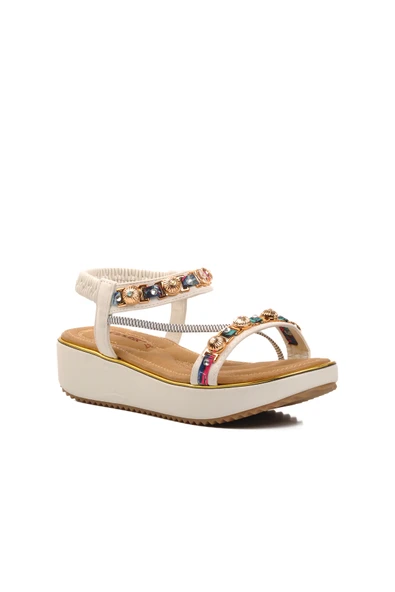 Voyager Beyaz  Kadın Düz Sandalet 9651 Z - 3