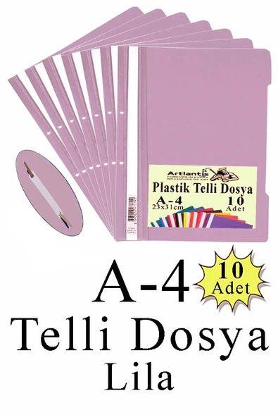 Telli Dosya Plastik A4 10 lu 1 Paket Poşet Dosyalara Uyumlu Ekonomik Kaliteli Şeffaf Kapak Telli Dosya Okul Büro Ofis - 7