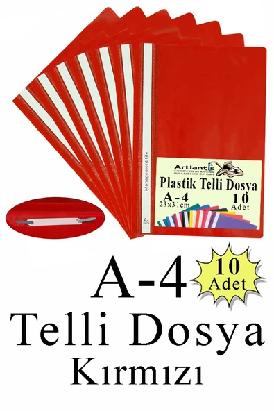 Telli Dosya Plastik A4 10 lu 1 Paket Poşet Dosyalara Uyumlu Ekonomik Kaliteli Şeffaf Kapak Telli Dosya Okul Büro Ofis - 5