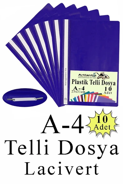 Telli Dosya Plastik A4 10 lu 1 Paket Poşet Dosyalara Uyumlu Ekonomik Kaliteli Şeffaf Kapak Telli Dosya Okul Büro Ofis - 6