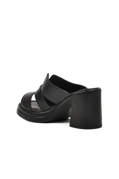 Venüs Siyah Hakiki Deri Kadın Topuklu Terlik 2413403Y Z - 4