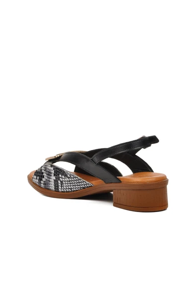 Venüs Siyah Hakiki Deri Kadın Sandalet 24026020Y Z - 4