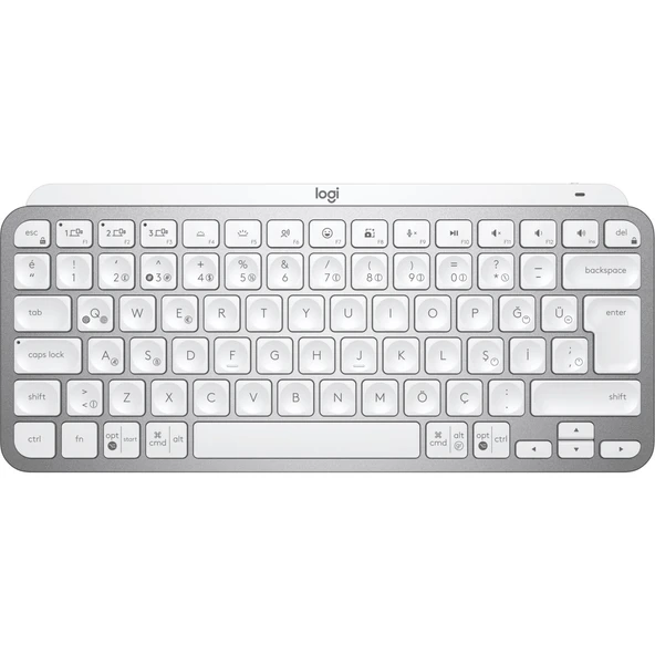 Logitech MX Keys Mini Mac İçin Minimalist Kablosuz Aydınlatmalı İngilizce Q Klavye - Beyaz