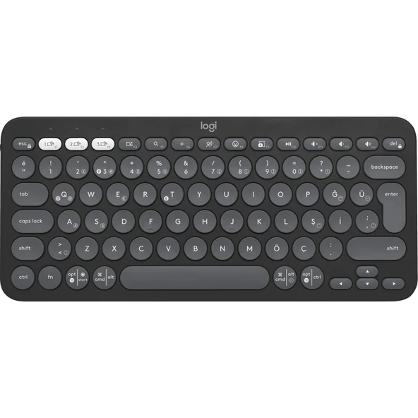 Logitech K380s Pebble Keys 2 Çoklu Cihaz Özellikli Bluetooth Türkçe Q Klavye - Siyah