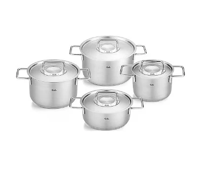 Fissler Pure Collection 8 Parça Çelik Tencere Seti Metal Kapaklı