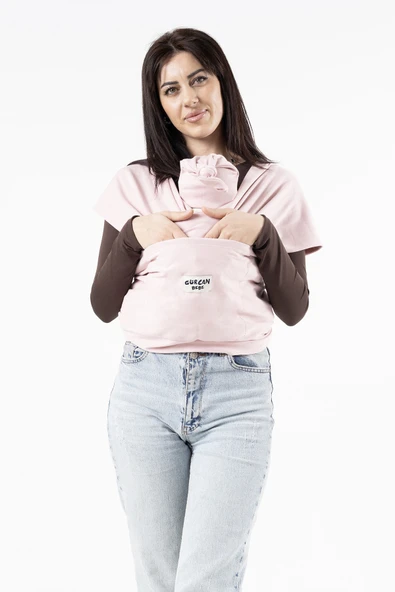 Gürcan Bebe Sling Anakucağı Cepli Bebek Taşıma Şalı Pembe - 4