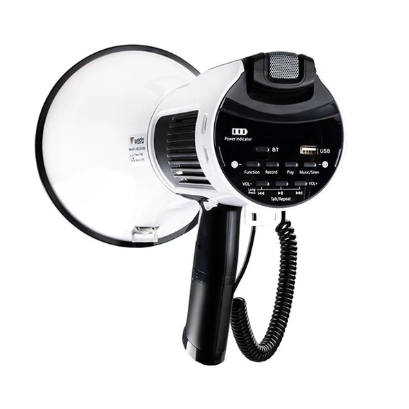 Westa Megafon Usb li Bluetooth Şarjlı Mikrofonlu 100 Watt Cankurtaran Çalışma Alanı Dış Alan Hoparlör Megafonu - Resim 2