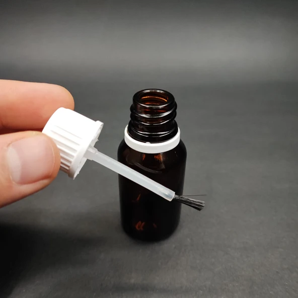 15 cc Fırçalı Cam  Şişe - Amber , 15 ml Kilitli Kapaklı Fırçalı Cam Şişe  x 3 Adet - 2