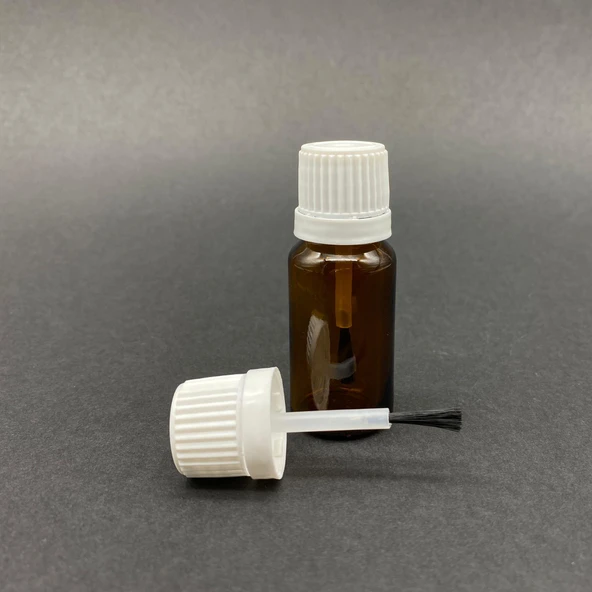 10 cc Fırçalı Cam  Şişe - Amber , 10 ml Kilitli Kapaklı Fırçalı Cam Şişe  x 3 Adet - Resim 2