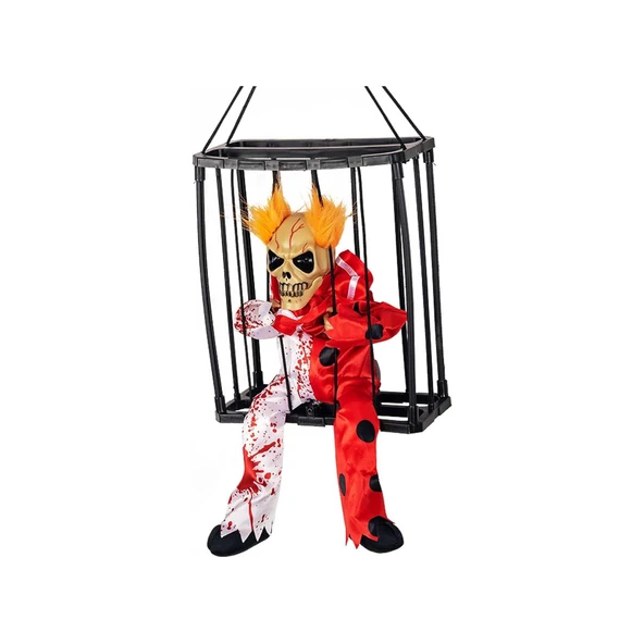 Hareketli Sesli Sensörlü Mahkum Joker İskelet Dekorasyon 22x27 cm ürün görseli 1
