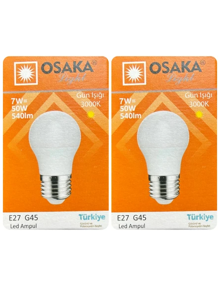 (2 Adet) Osaka 7W (50W) Sarı Işık E27 Duylu (Kalın Duy) Led Mini Ampul