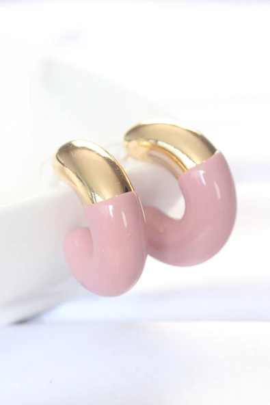 CCB Gül Kurusu Gold Çift Renk Küpe - TJ-BKP8872 ürün görseli 1