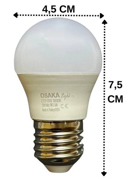 (5 Adet) Osaka 7W (50W) Sarı Işık E27 Duylu (Kalın Duy) Led Mini Ampul - 3