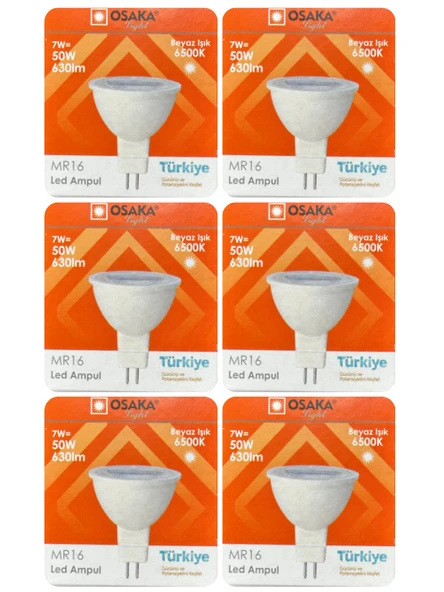 (6 Adet) Osaka 7W (50W) Beyaz Işık (6500K) G4 Duylu (İğne Bacak) Led Çanak Ampul ürün görseli 1