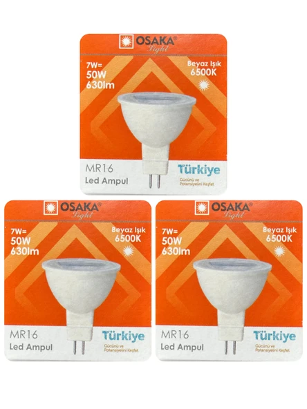 (3 Adet) Osaka 7W (50W) Beyaz Işık (6500K) G4 Duylu (İğne Bacak) Led Çanak Ampul