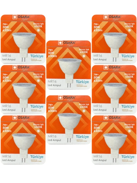 (8 Adet) Osaka 7W (50W) Beyaz Işık (6500K) G4 Duylu (İğne Bacak) Led Çanak Ampul