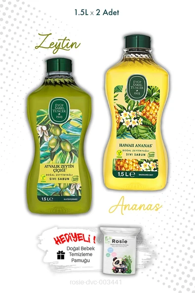 Ayvalık Zeytin Çiçeği ve Hawaii Ananas Sıvı Sabun 1.5L ve ROSIE ürün görseli