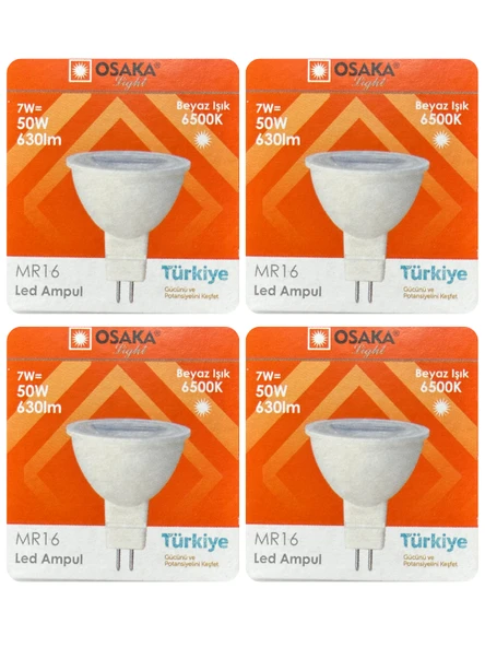 (4 Adet) Osaka 7W (50W) Beyaz Işık (6500K) G4 Duylu (İğne Bacak) Led Çanak Ampul ürün görseli 1
