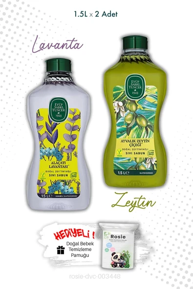 Ayvalık Zeytin Çiçeği ve Alaçatı Lavantası Sıvı Sabun 1.5L ve ROSIE ürün görseli