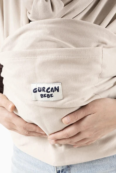 Gürcan Bebe Sling Anakucağı Cepli Bebek Taşıma Şalı Kapiçino - 5