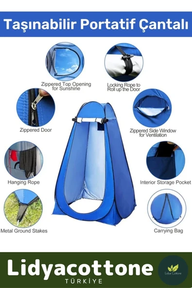 Premium Pencereli Fermuarlı Kamp Deniz Duş Giyinme WC Fotoğrafçı Iç Göstermeyen Prova Kabin Çadır - 2