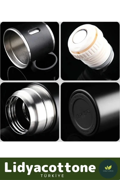 3 Bardaklı Soğuk Sıcak Termos Vakumlu Termos Set Çanta Hediyeli Paslanmaz Çelik 550 Ml - 5