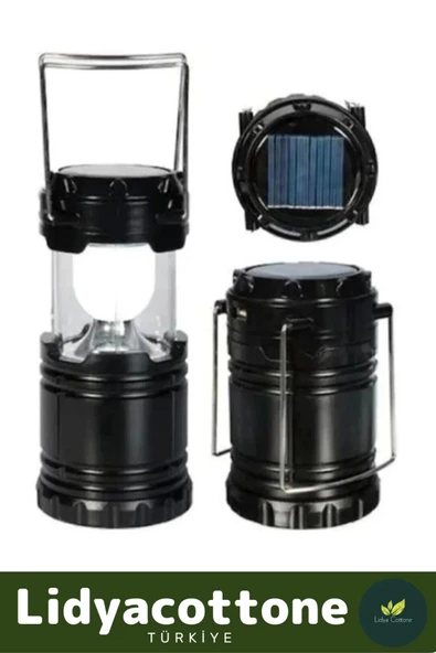 Alev Etkili Çadır Kamp Lamba Solar Usb Şarjlı Güneş Enerjili Askı Aparatlı Taşınabilir - 2