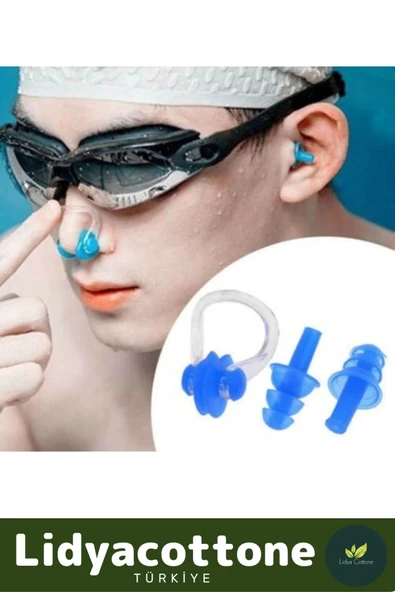 Deniz Kulak Burun Tıkayıcı Havuz Seti Gürültü Azaltan Su Bloke Eden Silikon Yüzücü Su Geçirmez - 2
