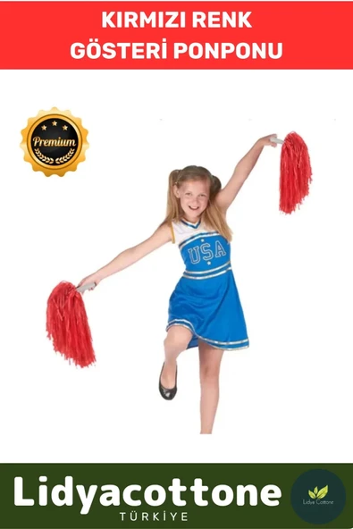 Premium Gösteri Ponponu Seri Tutma Yerli Rahat Sağ ve Sol El 2 Adet 25 cm Amigo Çift - Kırmızı