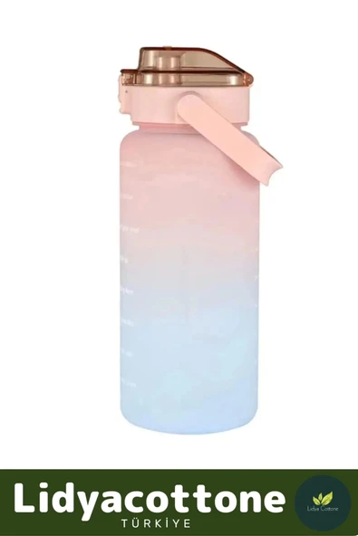 Matara Suluk Çift Renk Ölçü Baskılı Sızdırmaz Akmaz Motivasyon Plastik 2 Lt Su Şişe - 4