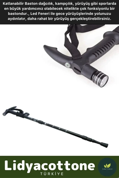 Led Işıklı Fenerli Yürüyüş Bastonu Kolay Açılıp Kapanan Dayanıklı Katlanabilir Full Fonksiyonlu - 4