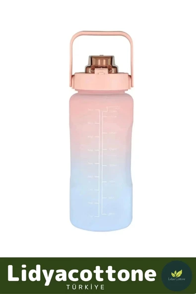 Matara Suluk Çift Renk Ölçü Baskılı Sızdırmaz Akmaz Motivasyon Plastik 2 Lt Su Şişe - 5