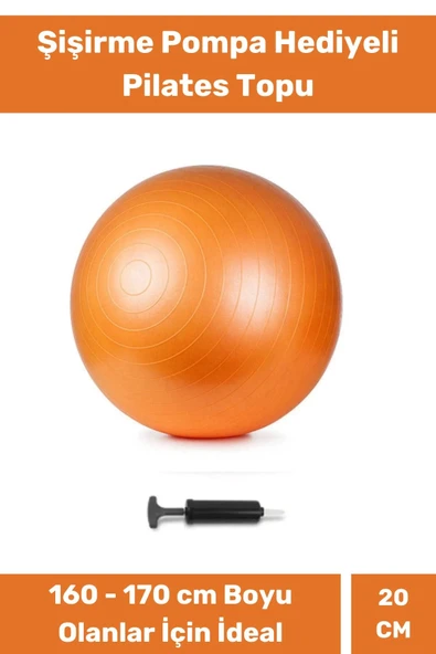Mini Gymball 20cm Turuncu Pilates Topu Denge Egzersiz Şişirme Pompa Hediyeli