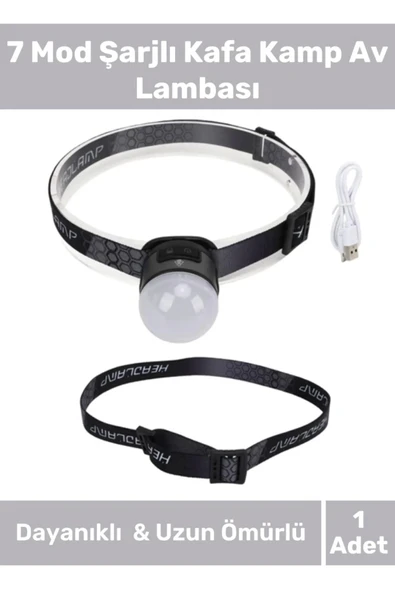 Yeni Nesil Oynar Başlık Mıknatıs Sabitleme Esnek Lastik COB4 Led 7 Modlu Şarjlı Kafa Kamp Av Lambası - 4