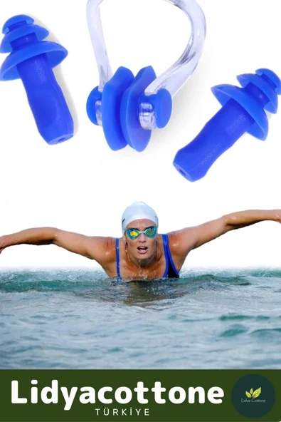 Deniz Kulak Burun Tıkayıcı Havuz Seti Gürültü Azaltan Su Bloke Eden Silikon Yüzücü Su Geçirmez - 3