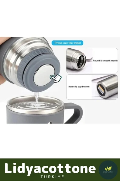 3 Bardaklı Soğuk Sıcak Termos Vakumlu Termos Set Çanta Hediyeli Paslanmaz Çelik 550 Ml - 4