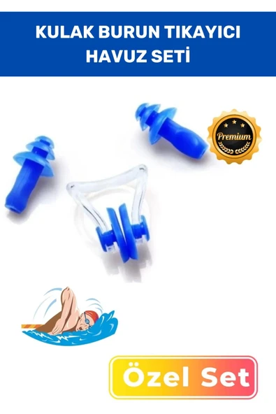 Deniz Kulak Burun Tıkayıcı Havuz Seti Gürültü Azaltan Su Bloke Eden Silikon Yüzücü Su Geçirmez